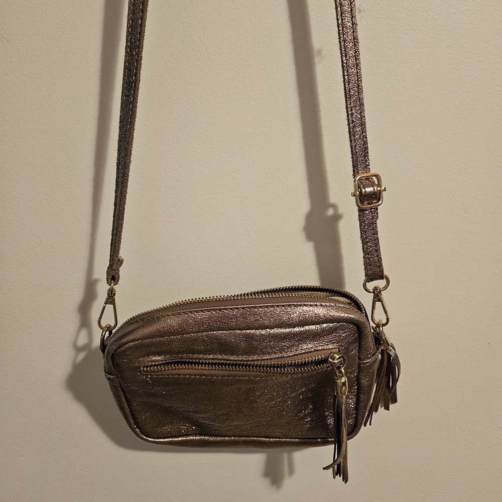 Metallic Gold Italian  Crossbody Bag